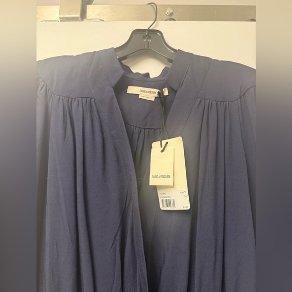 Zadig & Voltaire women Faux Wrap Short Mini Dress Small Navy Reveal Viscose $498 - Picture 5 of 8